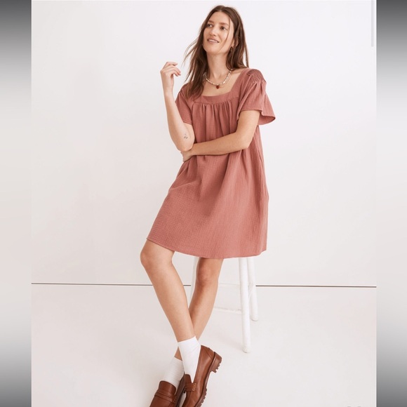 Madewell Dresses & Skirts - Madewell Lightspun Butterfly Square-Neck Mini Dress in Vintage Quartz